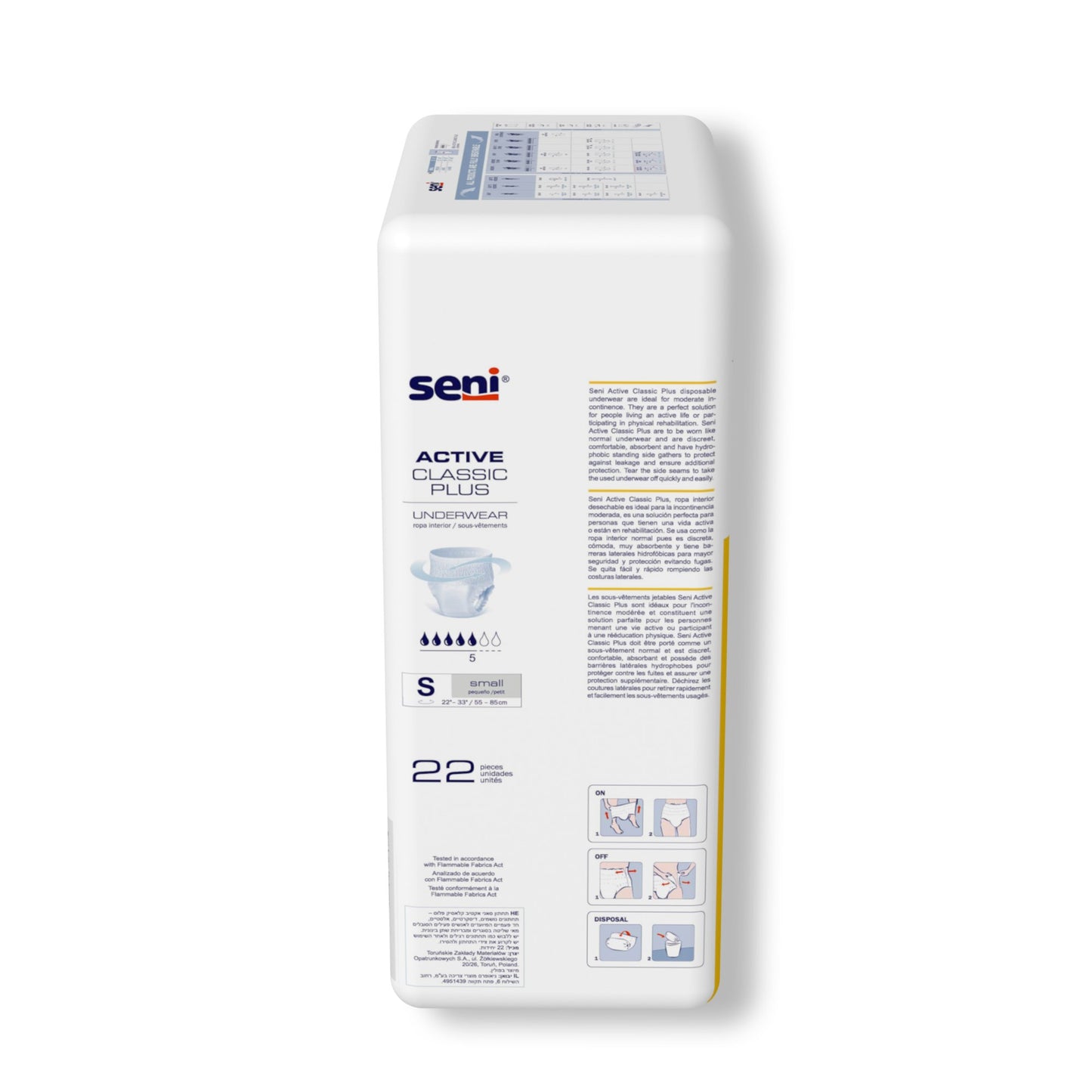 Seni® Active Classic Plus Moderate Absorbent Underwear, Small S-SM22-AC2
