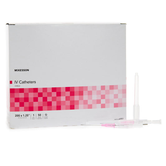 Peripheral IV Catheter McKesson 20 Gauge 1-1/4 Inch ETFE Straight Hub Non Blood Control Non-Safety - 6051