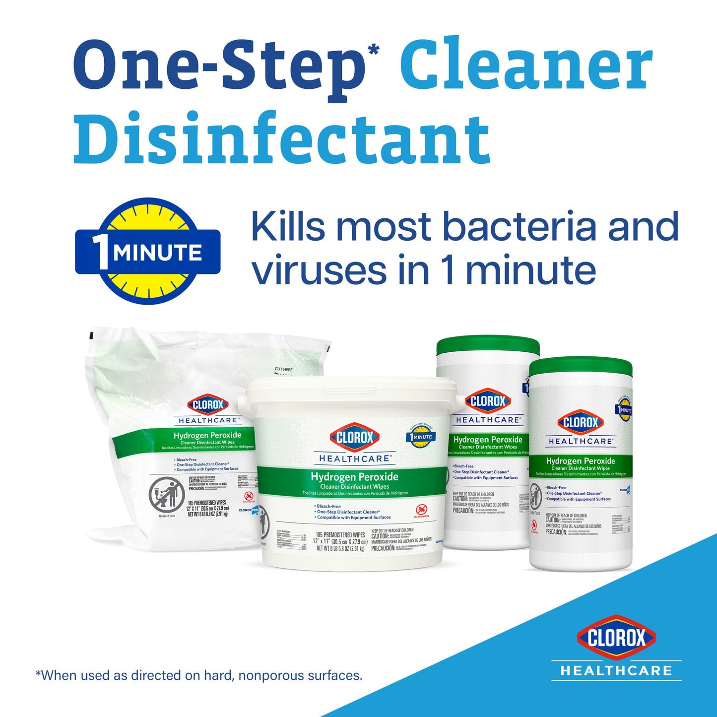 Clorox Healthcare® Hydrogen Peroxide Cleaner Disinfectant Wipes, Refill Pouch 30827