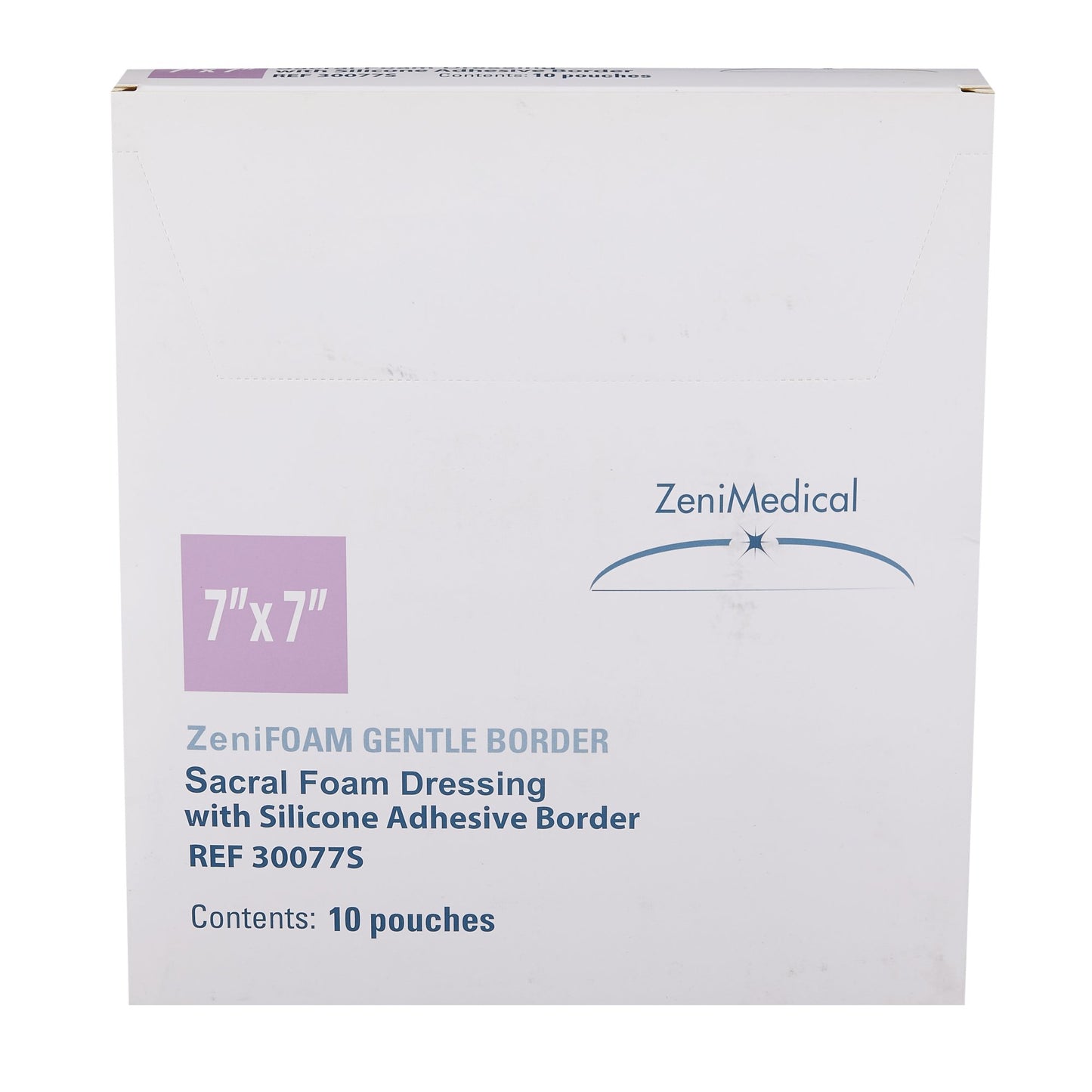 Foam Dressing Zenifoam Gentle Border 7 X 7 Inch With Border Waterproof Backing Silicone Face and Border Sacral Sterile 30077-S