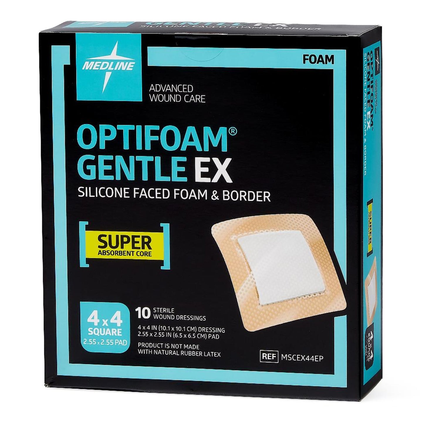 Foam Dressing Optifoam® Gentle EX 4 X 4 Inch With Border Waterproof Backing Silicone Face and Border Square Sterile MSCEX44EP