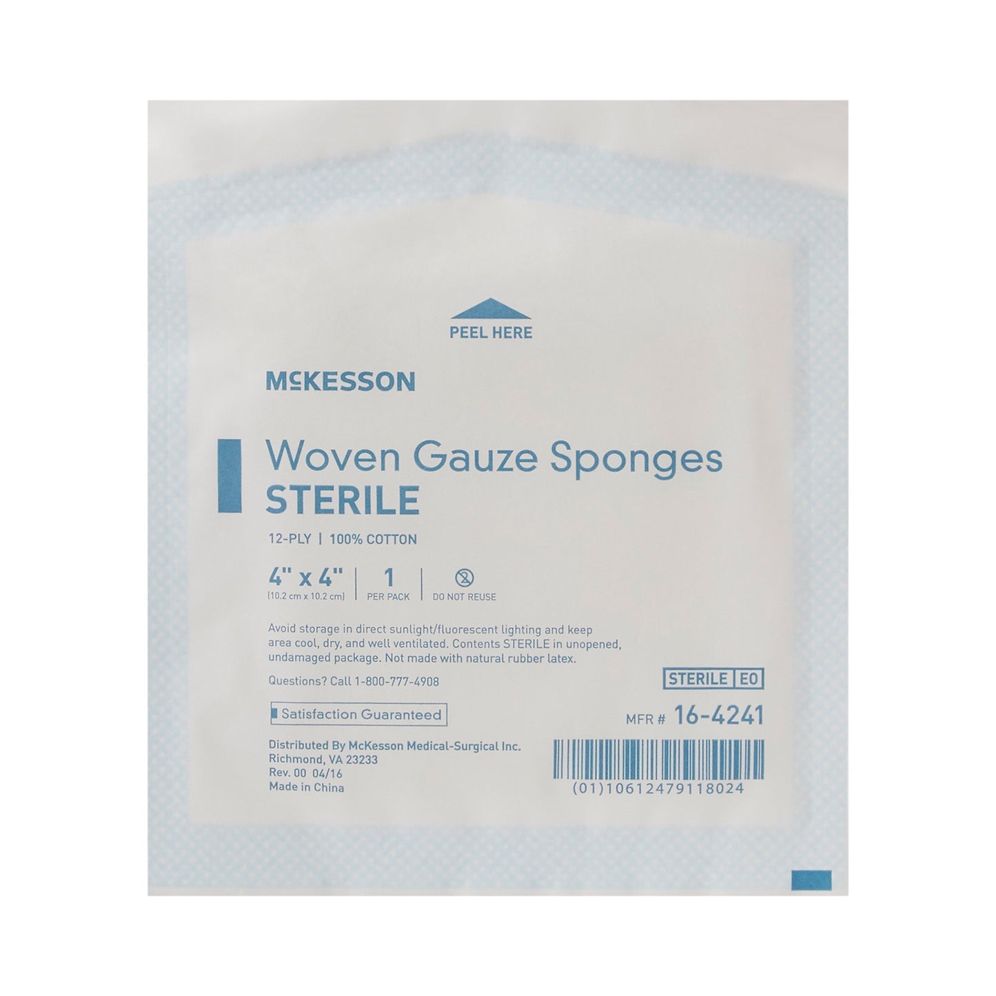 McKesson Gauze Sponge 4" x 4" Sterile - 16-4241
