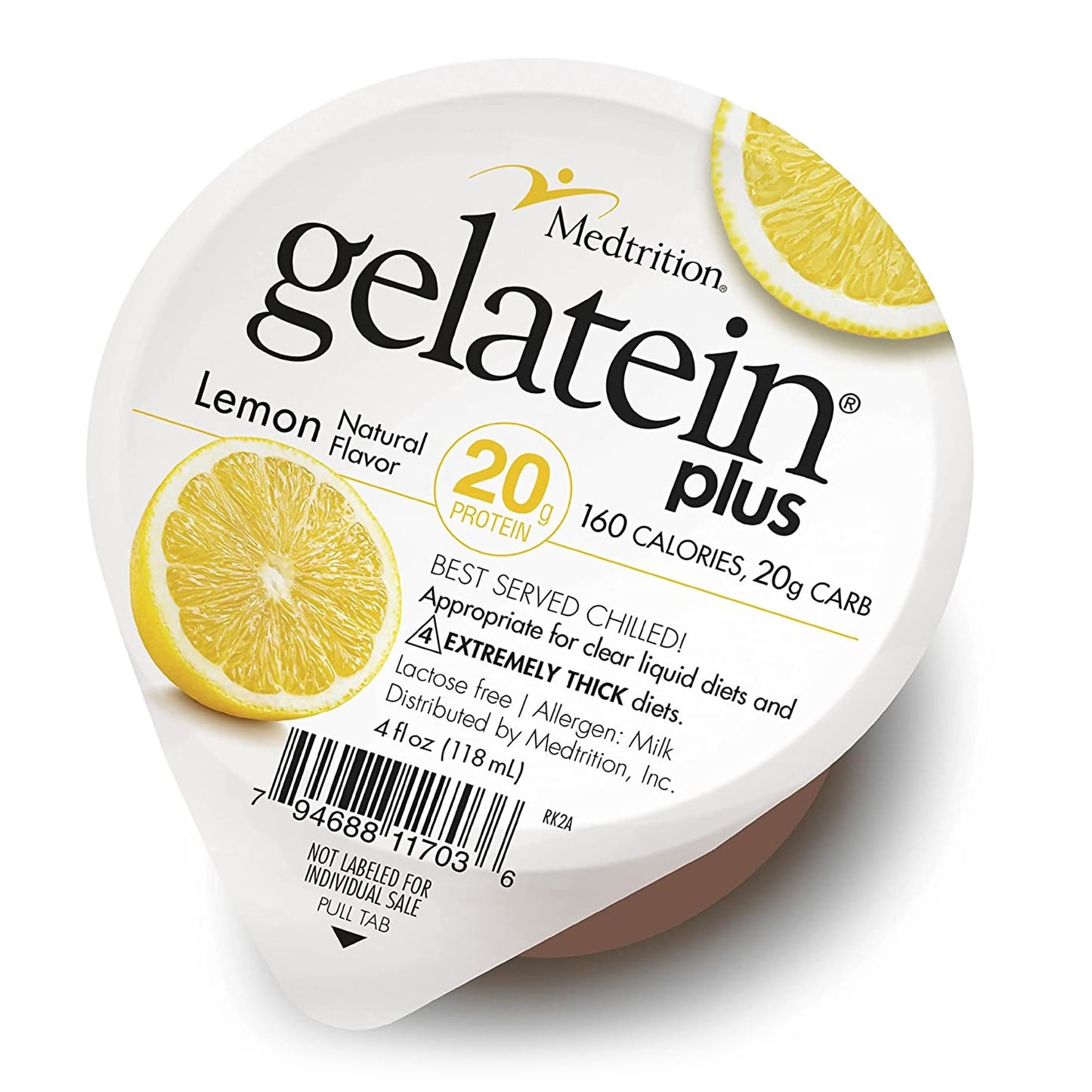 Gelatein® Plus Lemon High Protein Gelatin, 4-ounce cup 11703