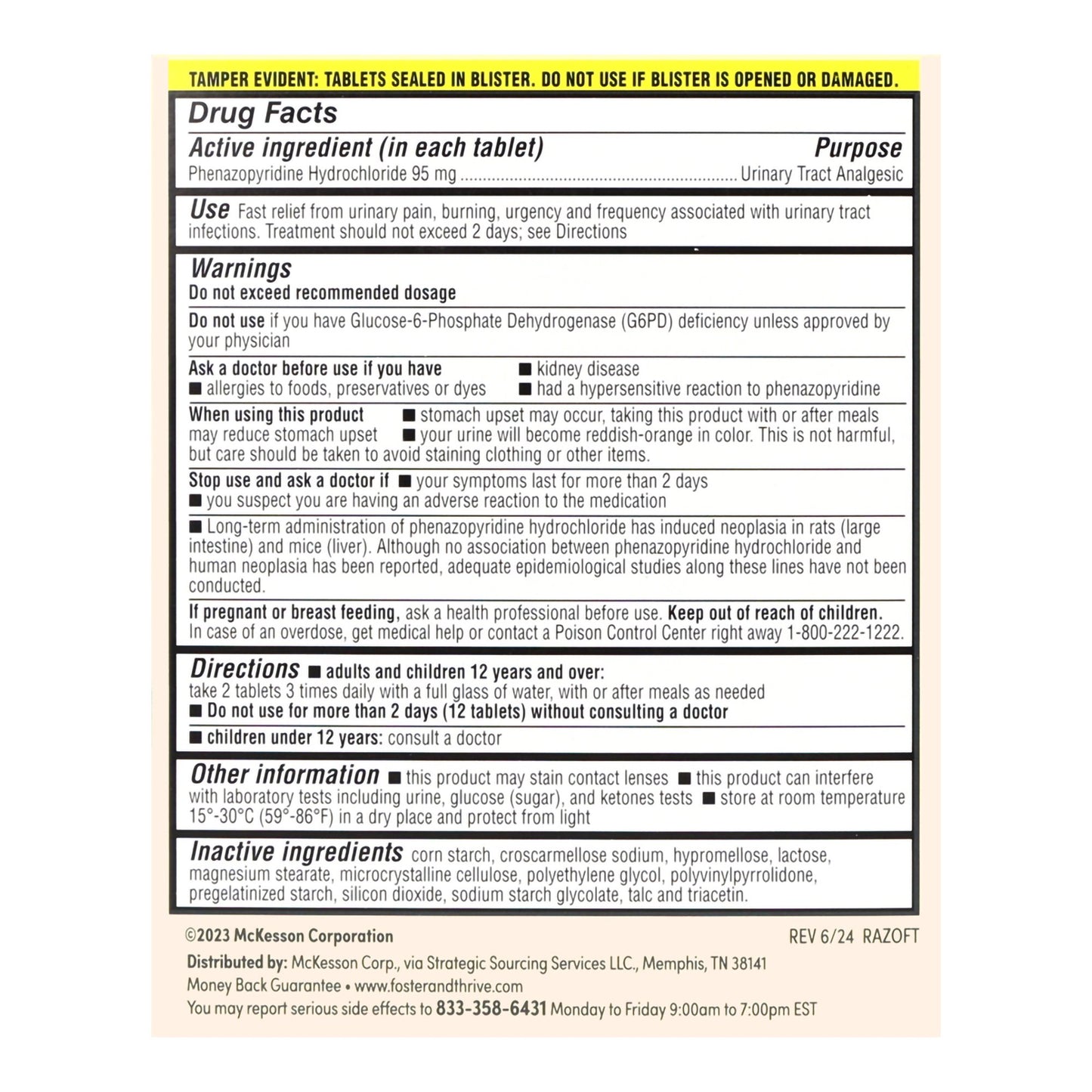 Foster & Thrive™ Phenazopyridine HCl Urinary Tract Analgesic 70677122901