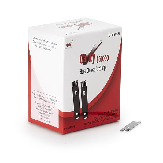 Blood Glucose Test Strips Clarity BG1000 50 Strips per Pack CD-BG5