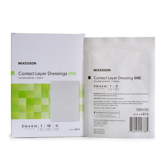 McKesson Silicone Wound Contact Layer Dressing, 3 x 4 Inch 4816