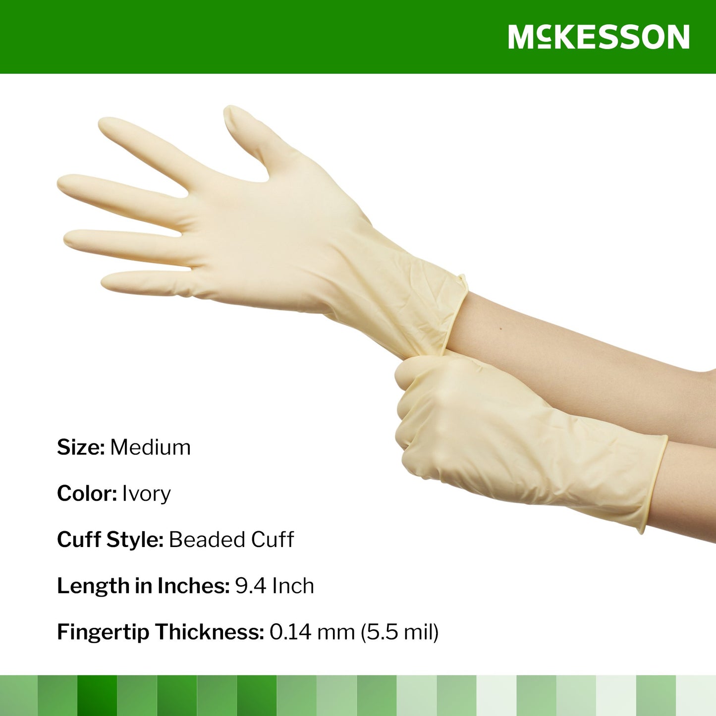 McKesson Confiderm® Latex Exam Glove, Medium, Ivory 14-316