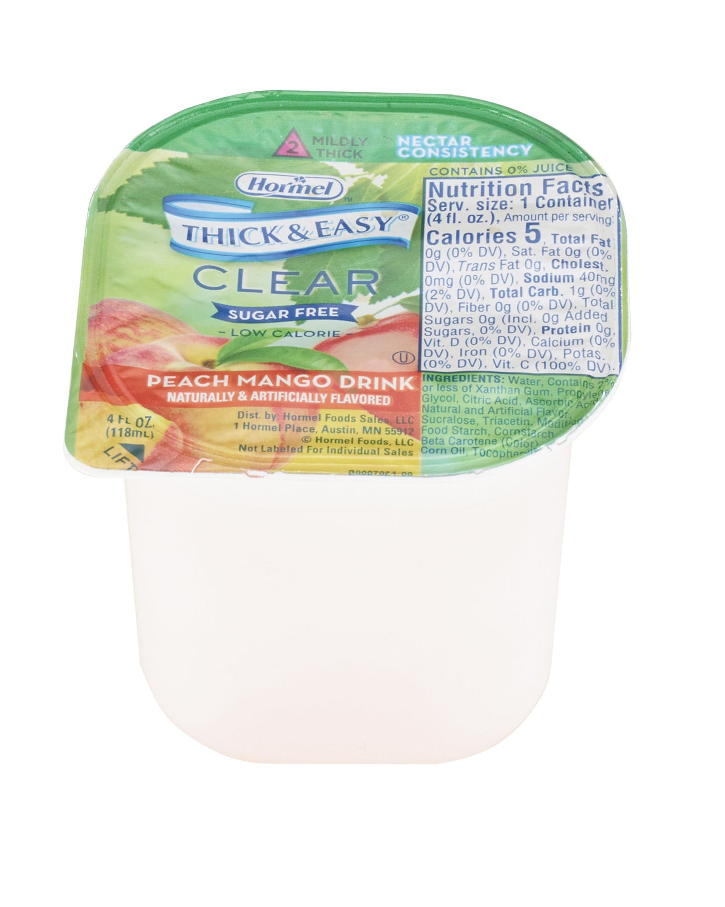 Thickened Beverage Thick & Easy® Clear 4 oz. Portion Cup Peach Mango Flavor Liquid IDDSI Level 2 Mildly Thick - 78768