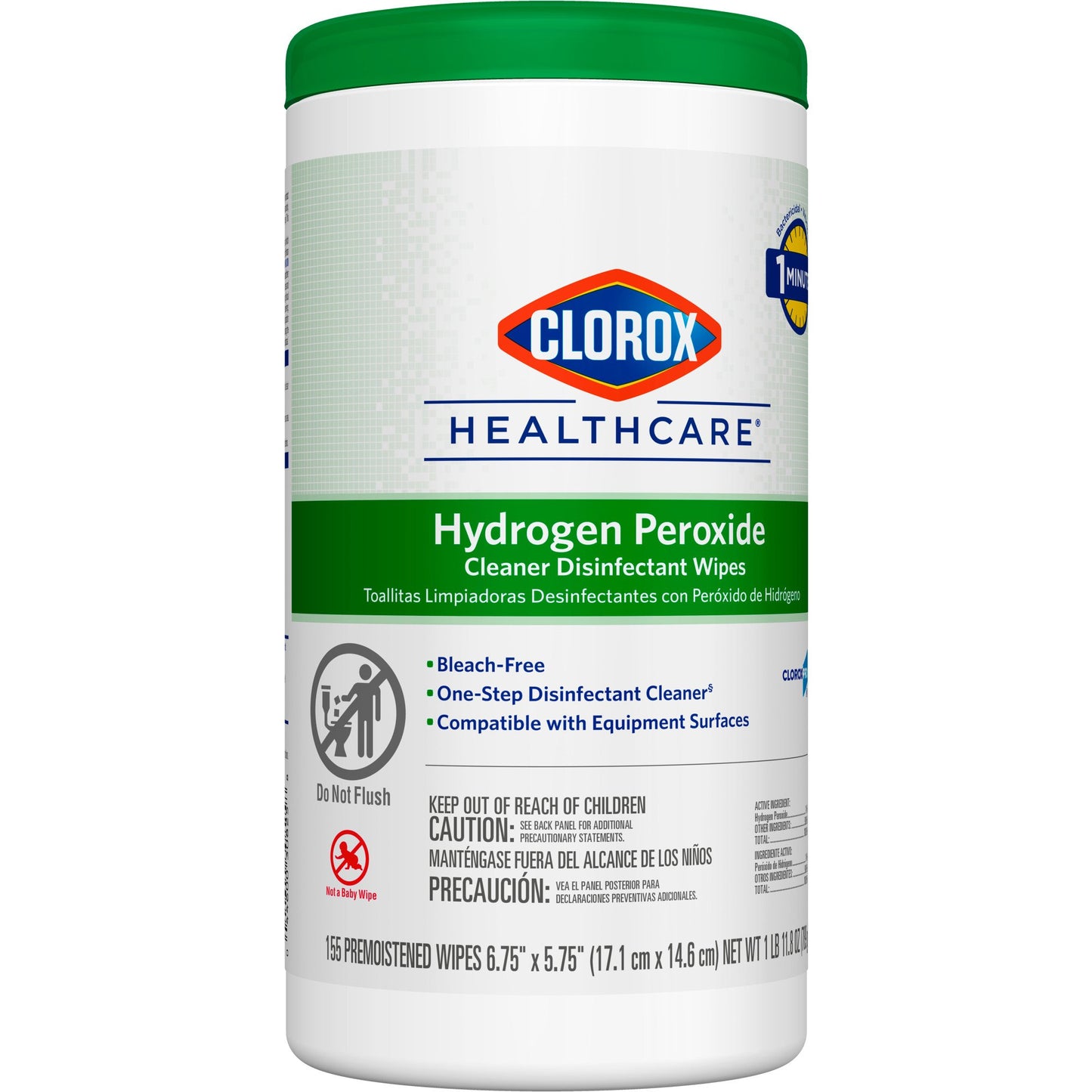 Clorox Healthcare® Hydrogen Peroxide Cleaner Disinfectant Wipes 6.75 x 5.75 Inch 30825