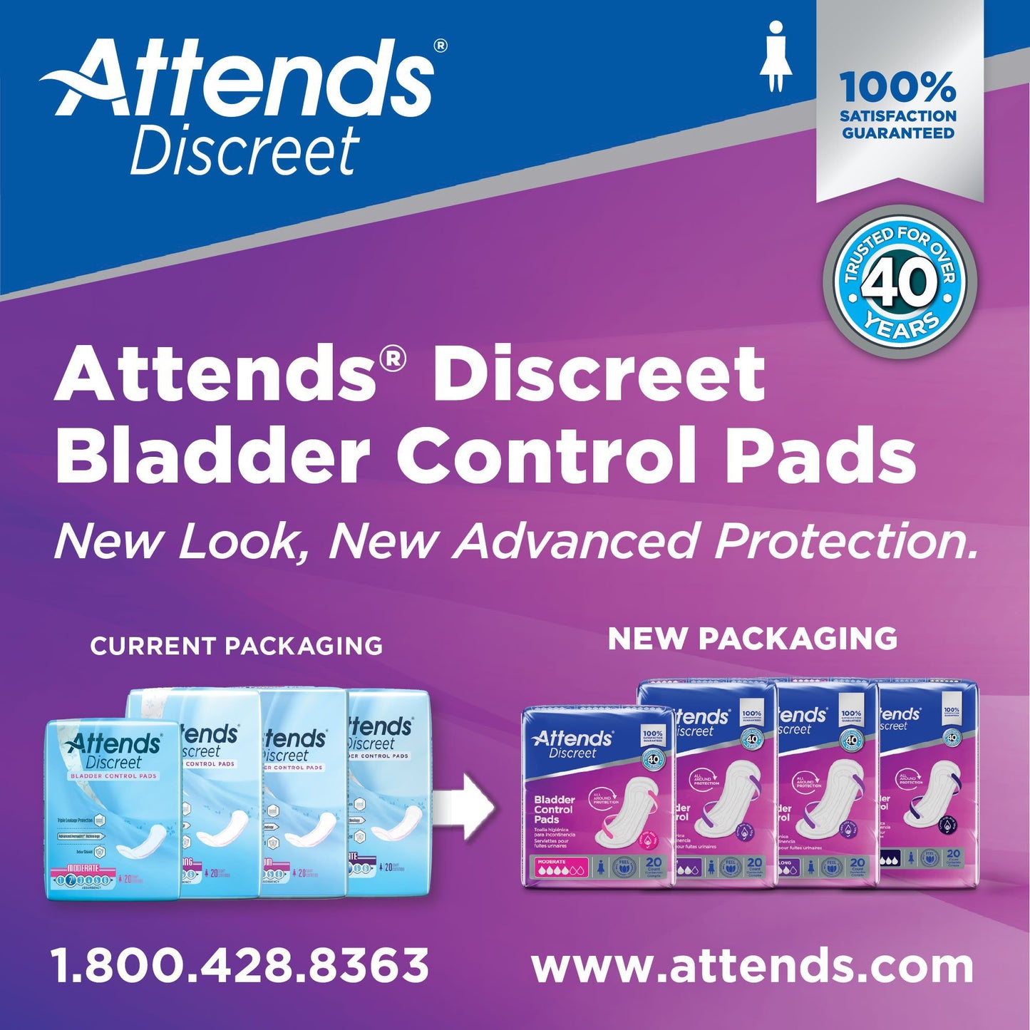 Attends® Discreet Women's Maximum Long Bladder Control Pad, 14½-Inch Length ADPMAL