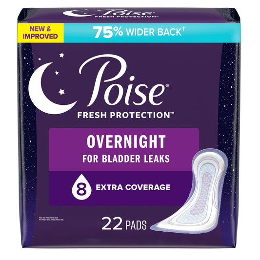 Bladder Control Pad Poise® Fresh Protection™ Overnight 5.3 Inch Length Heavy Absorbency Sodium Polyacrylate Core One Size Fits Most - 54943