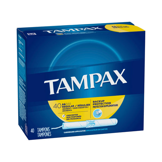 Tampax® Regular Absorbency Tampon, 40 per Box 07301022110