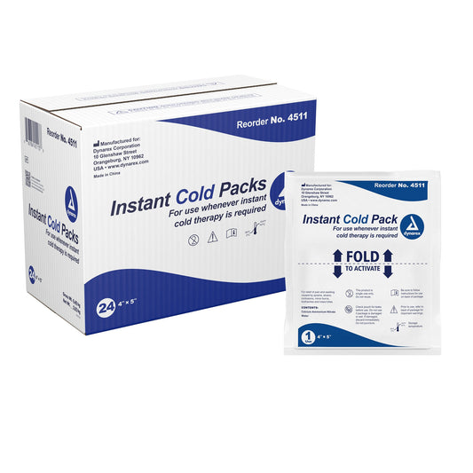 Instant Cold Pack Dynarex® General Purpose One Size Fits Most 4 X 5 Inch Plastic / Calcium Ammonium Nitrate / Water Disposable - 4511