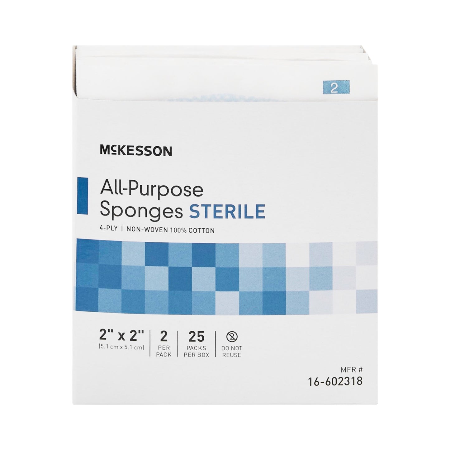McKesson Sterile Nonwoven Sponge, 2 x 2 Inch, 4-Ply 16-602318