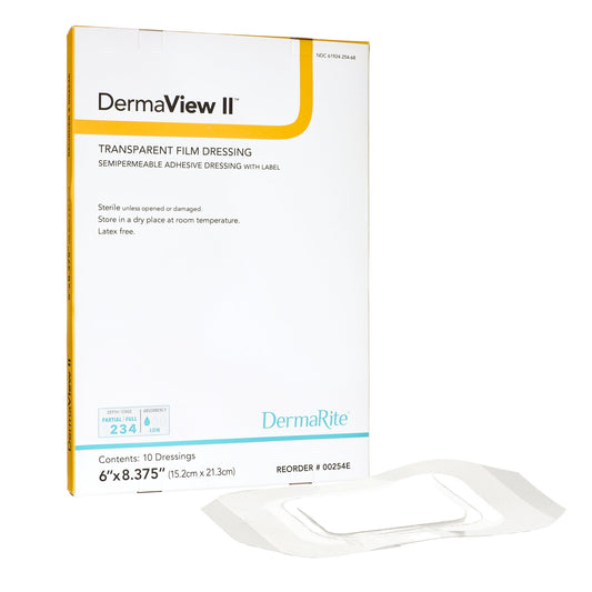 DermaView II™ Transparent Film Dressing with Border, 6½ x 8-3/8 Inch 00254E