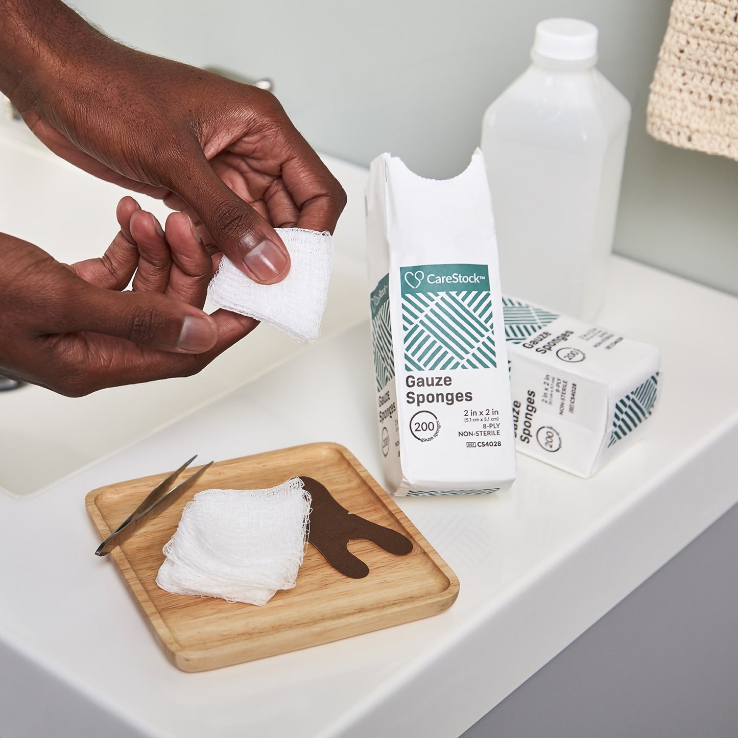 CareStock™ Gauze Sponge, 2 x 2 in. 8-Ply, Medical-Grade Cotton Wound Dressing CS4028