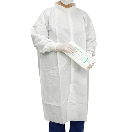 Cleanroom Lab Coat Contec® CritiGear™ White X-Large Knee Length Microporous Fabric Disposable - HCGA0042