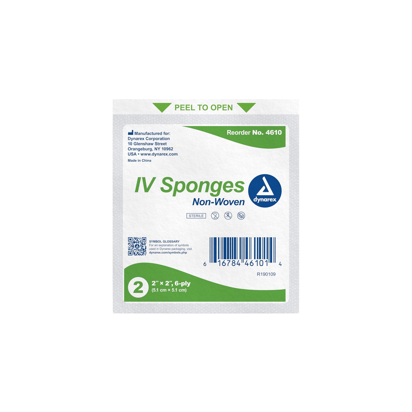 dynarex® I.V. Sponge, 2 x 2 inch, 6-Ply 4610