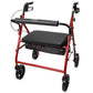 McKesson Bariatric Red Folding Steel Four-Wheel Rollator 146-10216RD-1