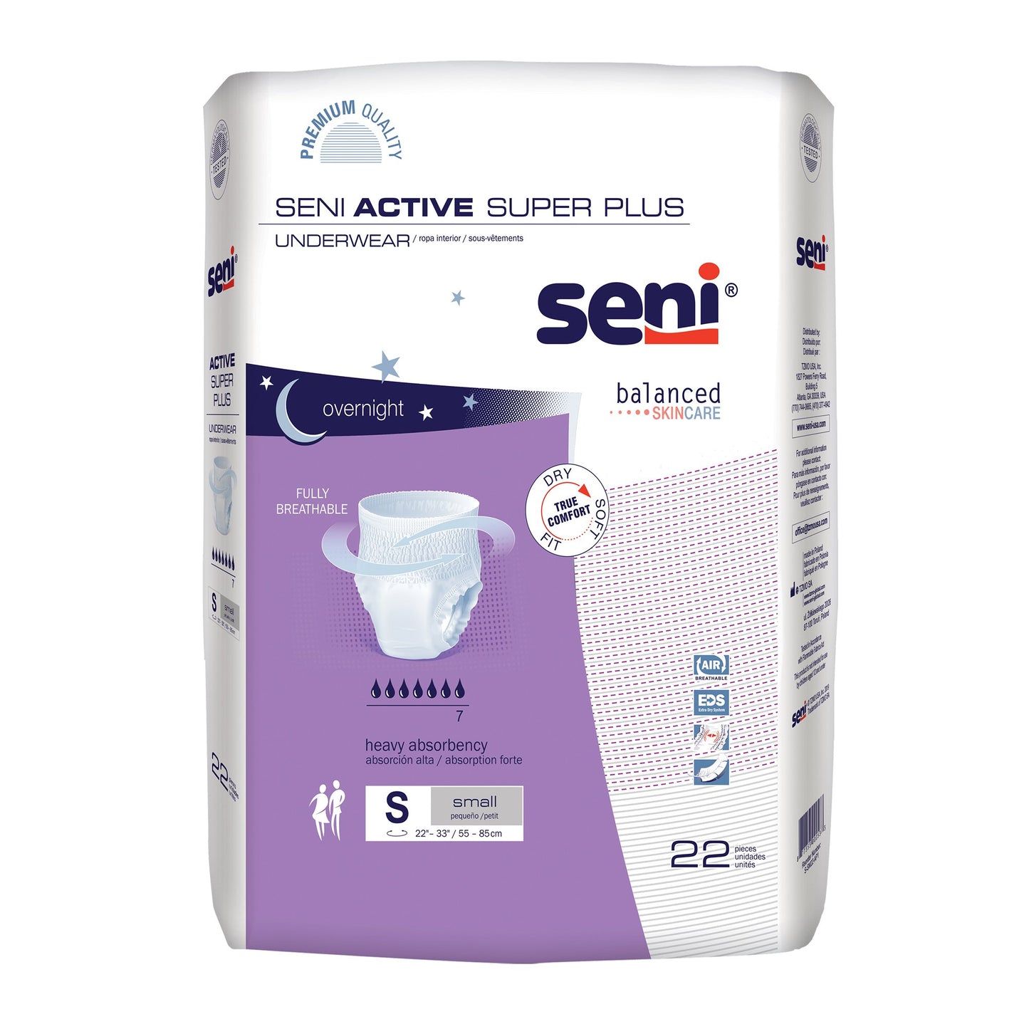 Unisex Adult Absorbent Underwear Seni® Active Super Plus Pull On with Tear Away Seams Small Disposable Heavy Absorbency - S-SM22-AP1