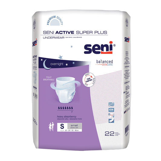Unisex Adult Absorbent Underwear Seni® Active Super Plus Pull On with Tear Away Seams Small Disposable Heavy Absorbency - S-SM22-AP1