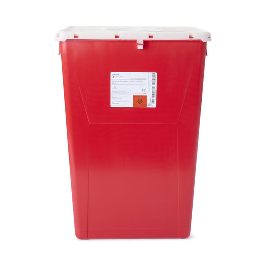 Sharps Container McKesson Prevent® Red Base 24-3/5 H X 17-3/10 W X 13 L Inch Vertical Entry 18 Gallon - 2268