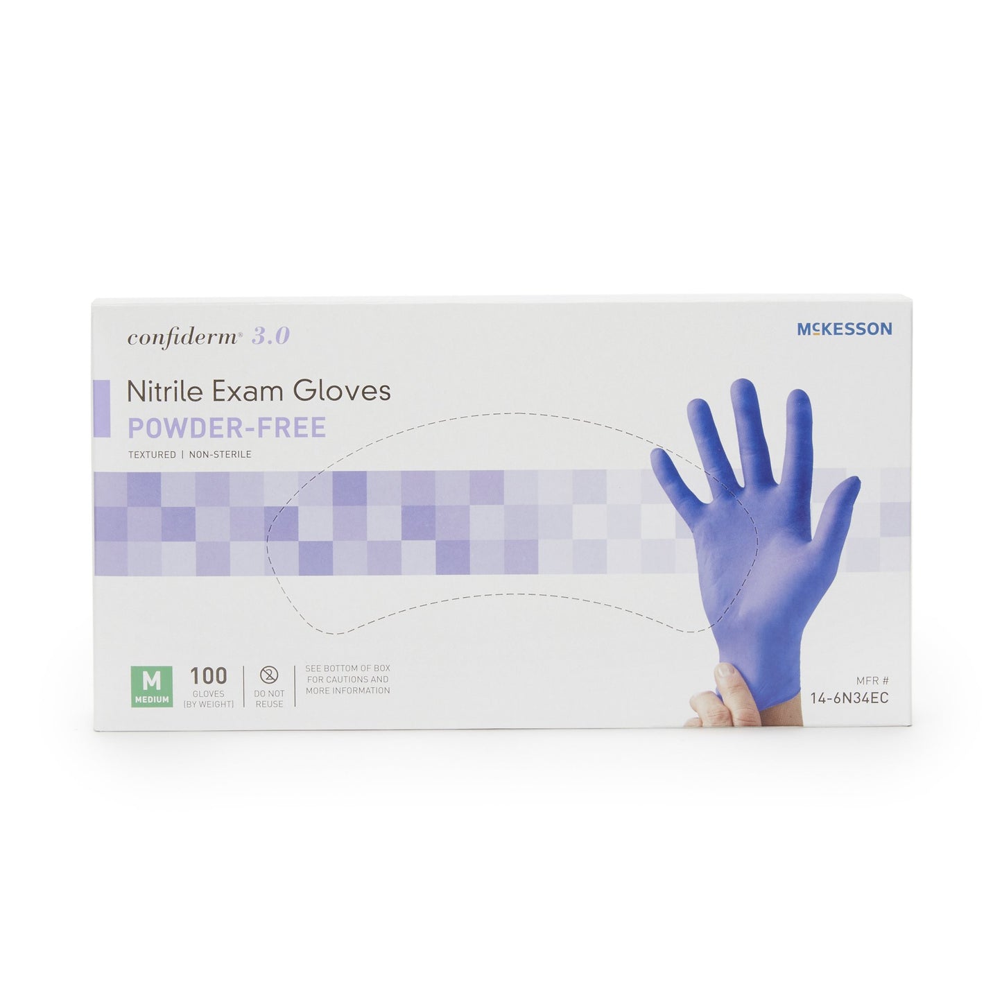 McKesson Confiderm® 3.0 Nitrile Exam Glove, Medium, Blue 14-6N34EC