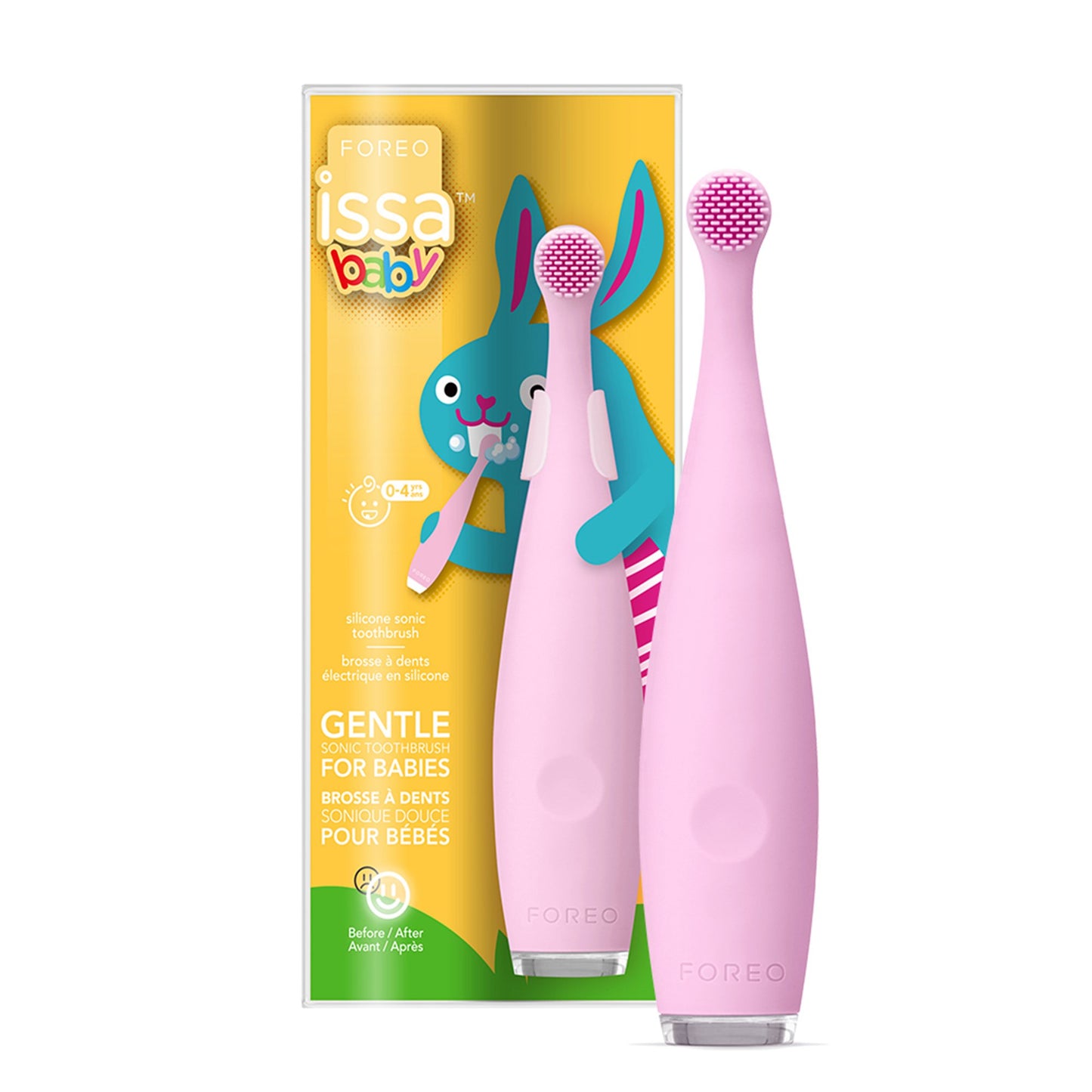 ISSA™ baby Soft Silicone Sonic Toothbrush, Pearl Pink Bunny F9878