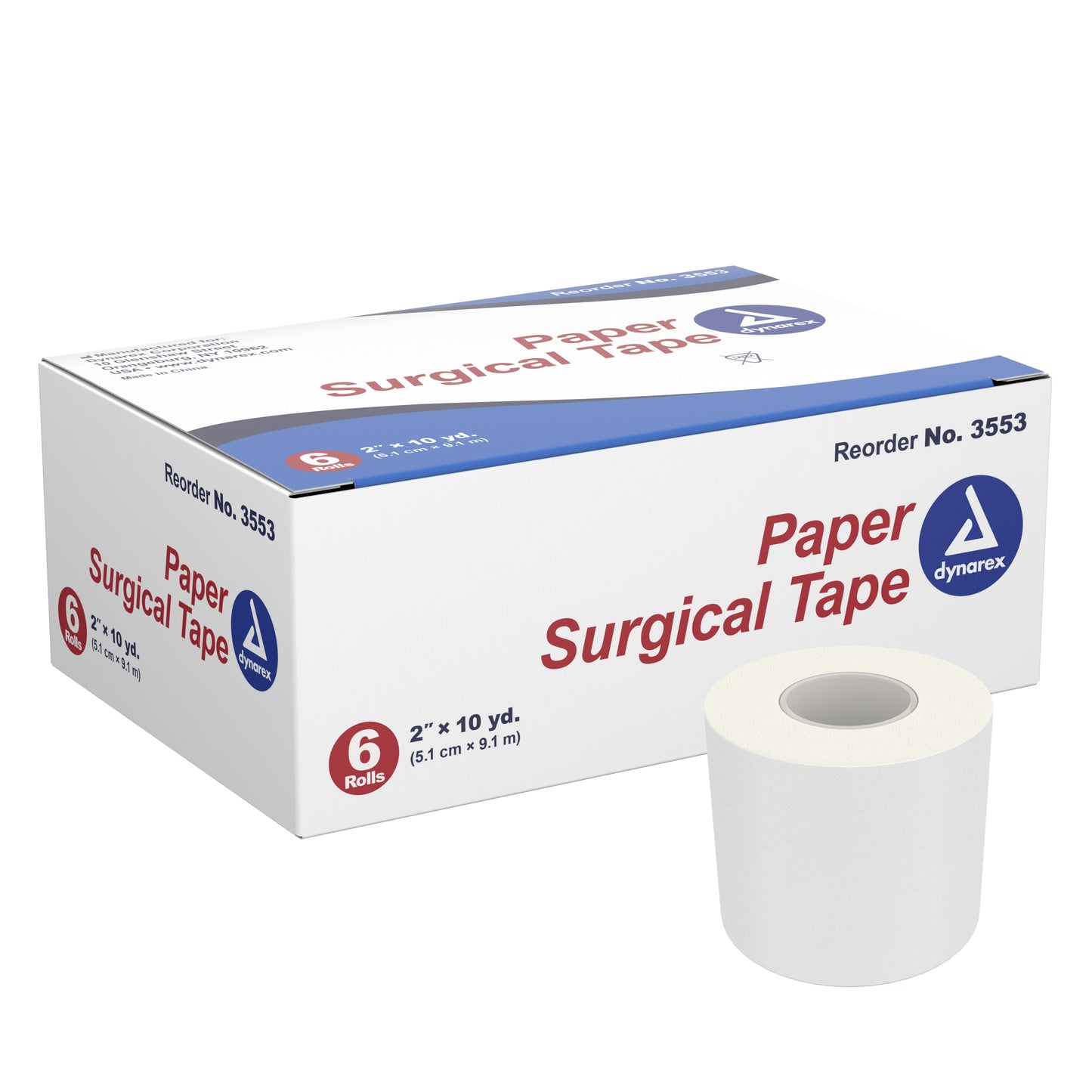 Medical Tape Dynarex® White 2 Inch X 10 Yard Paper NonSterile - 3553