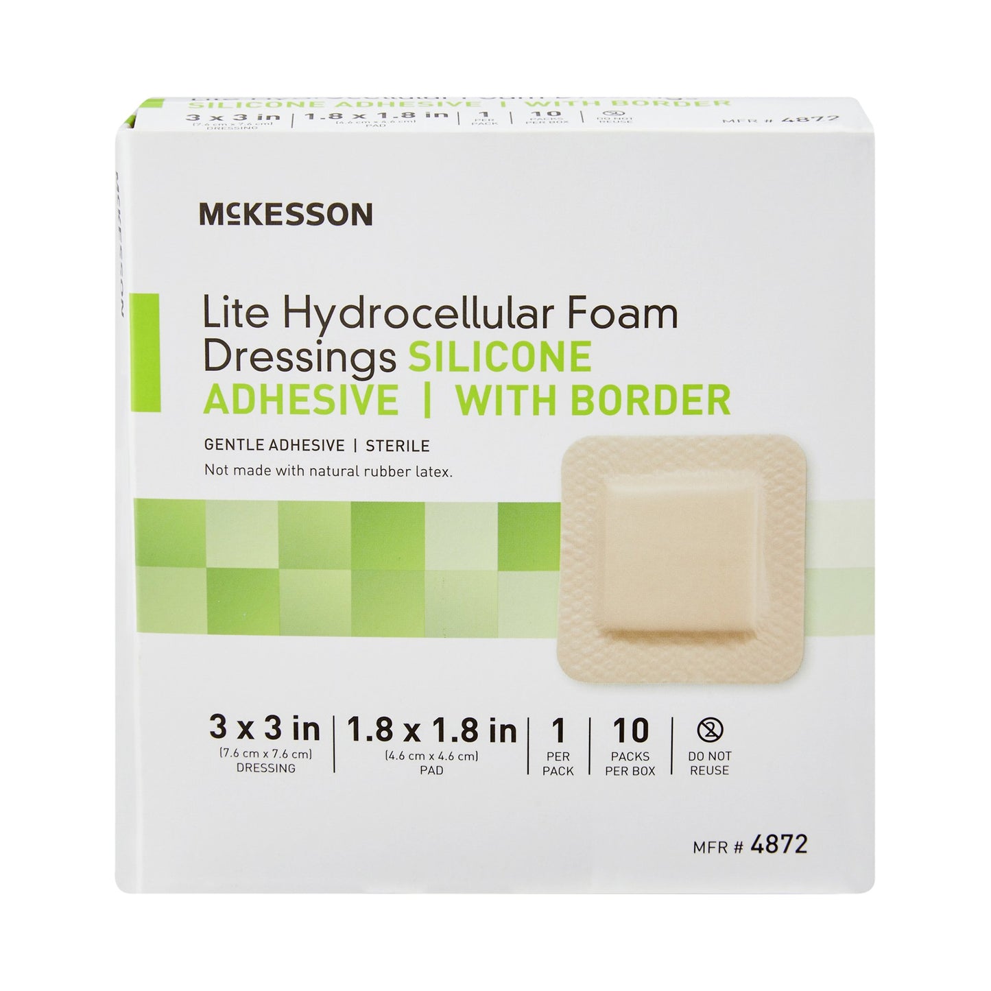 McKesson Lite Hydrocellular Foam Dressings w/ Border & Silicone Adhesive, 3 x 3" 4872