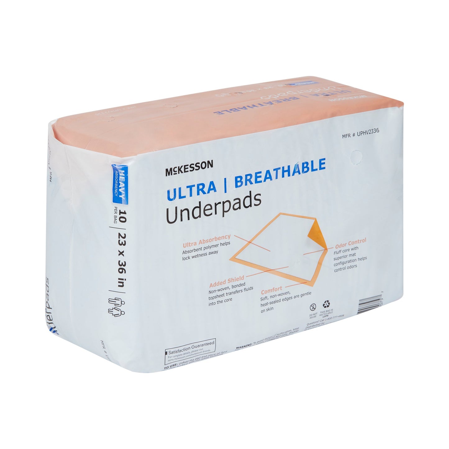 McKesson Ultra Breathable Heavy Absorbency Low Air Loss Underpad, 23 x 36 Inch UPHV2336