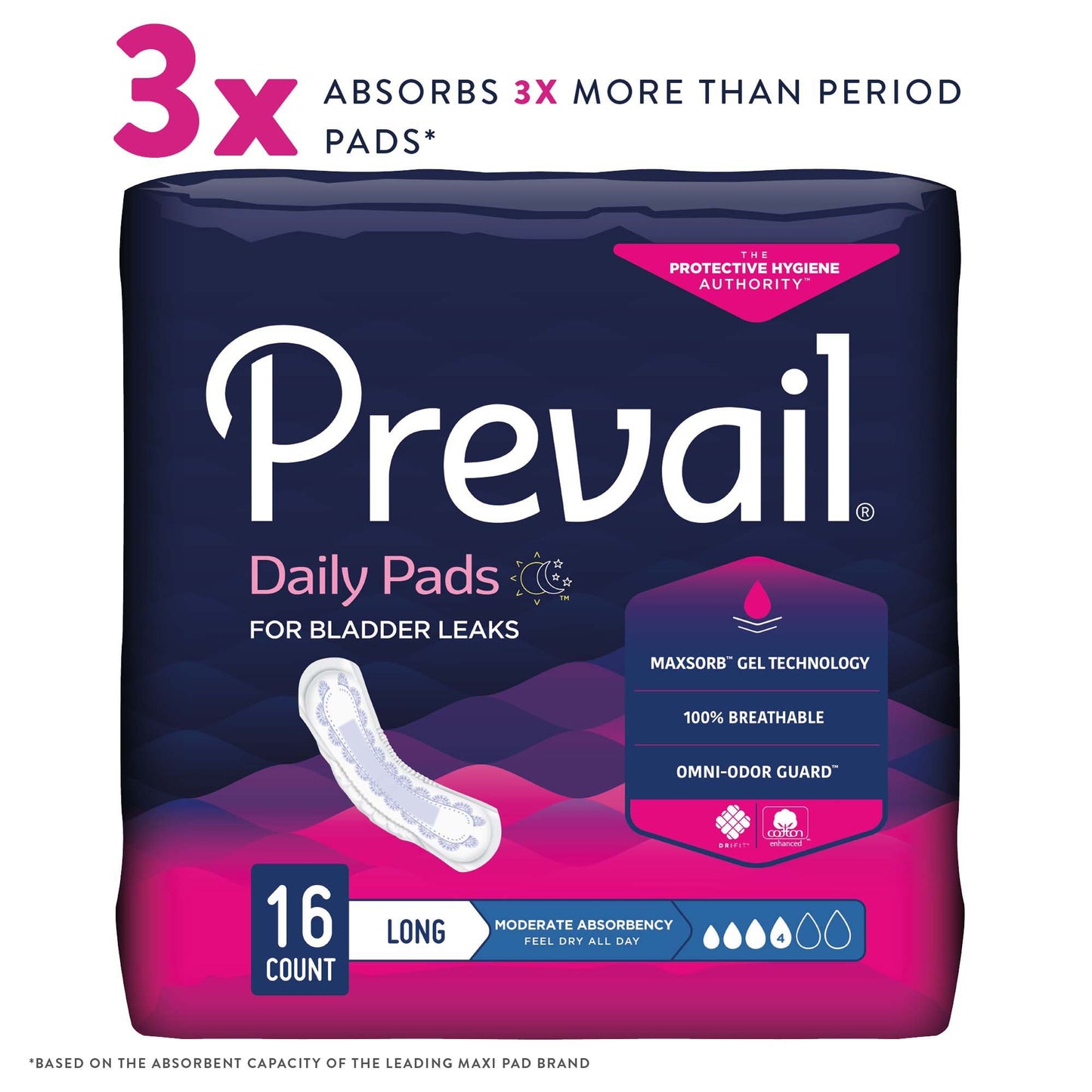 Prevail® Daily Pads Moderate Bladder Control Pad, 11-Inch Length BC-013