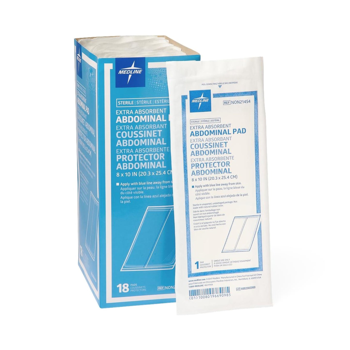 Abdominal Pad Medline 8 X 10 Inch Sterile 1 per Pack - NON21454