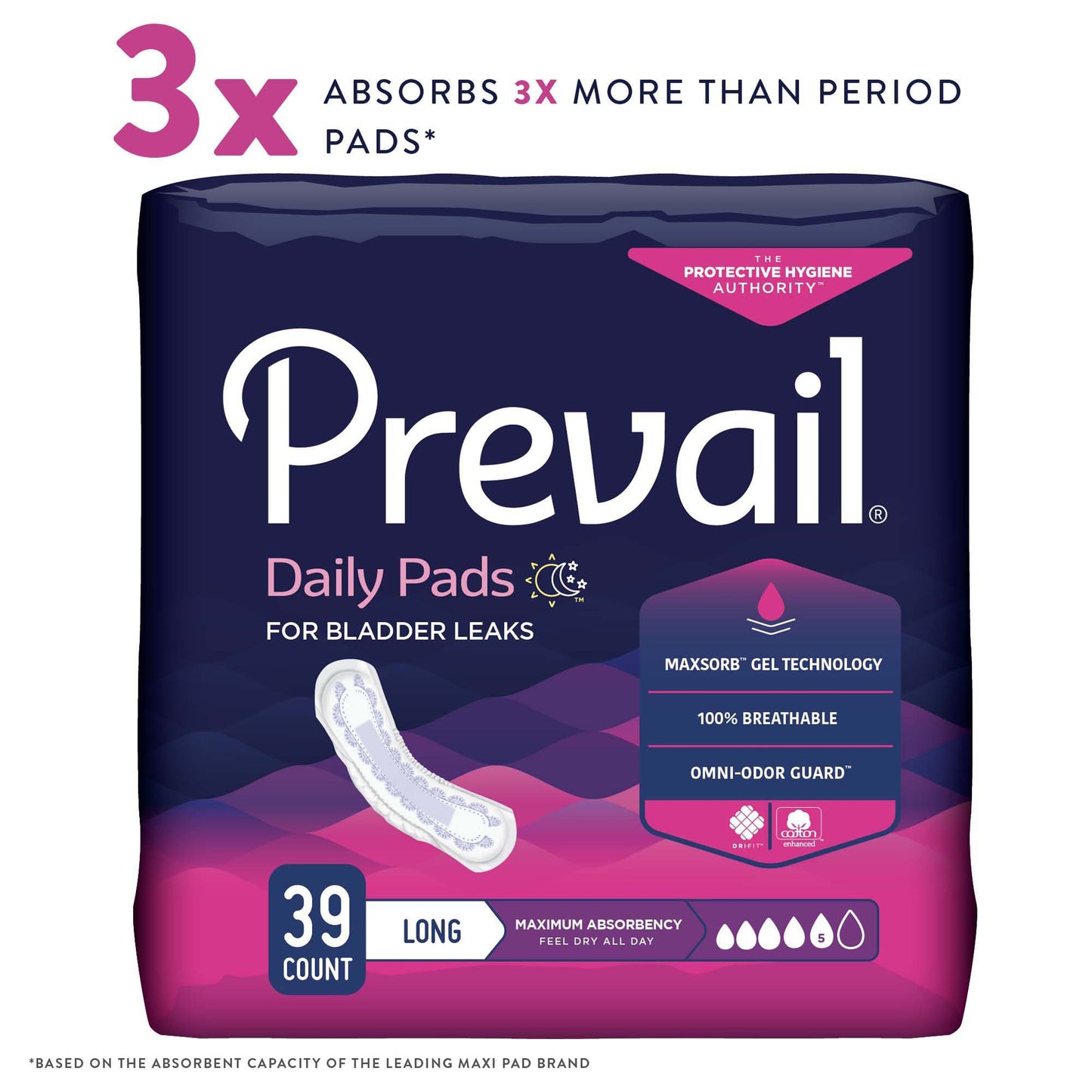 Prevail® Daily Pads Maximum Bladder Control Pad, 13-Inch Length PV-915/1