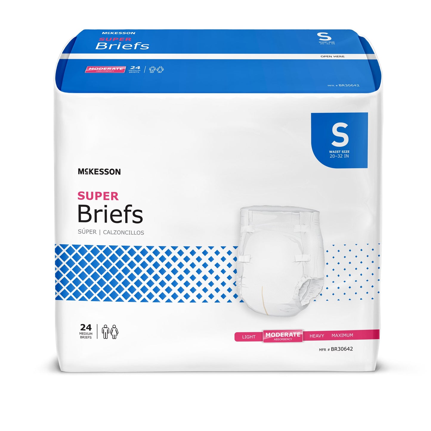 McKesson Super Moderate Absorbency Incontinence Briefs, Small BR30642