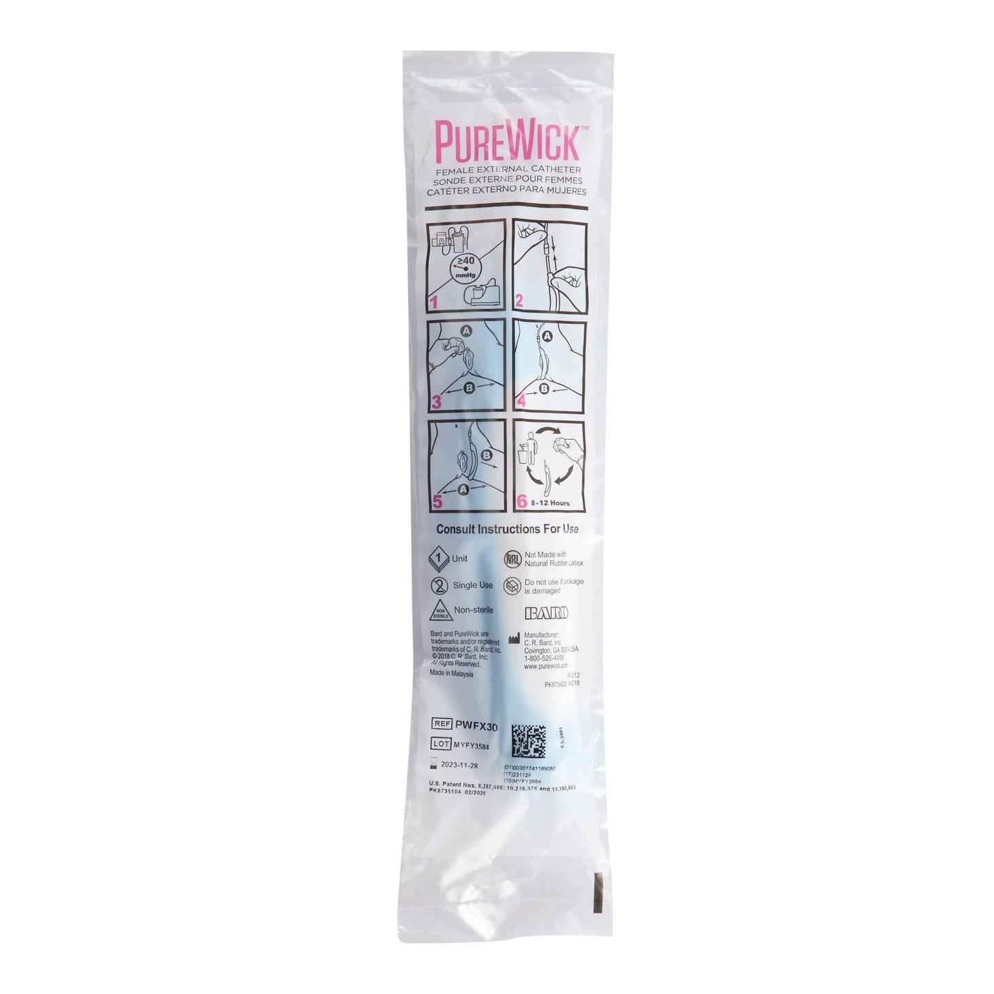 Female External Catheter PureWick™ 10 L X1.5 W Inch - PWFX30