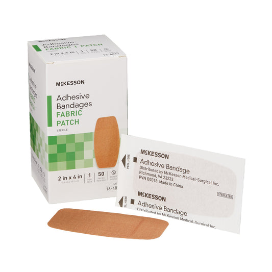 Adhesive Strip McKesson 2 X 4 Inch Fabric Rectangle Tan Sterile - 16-4817