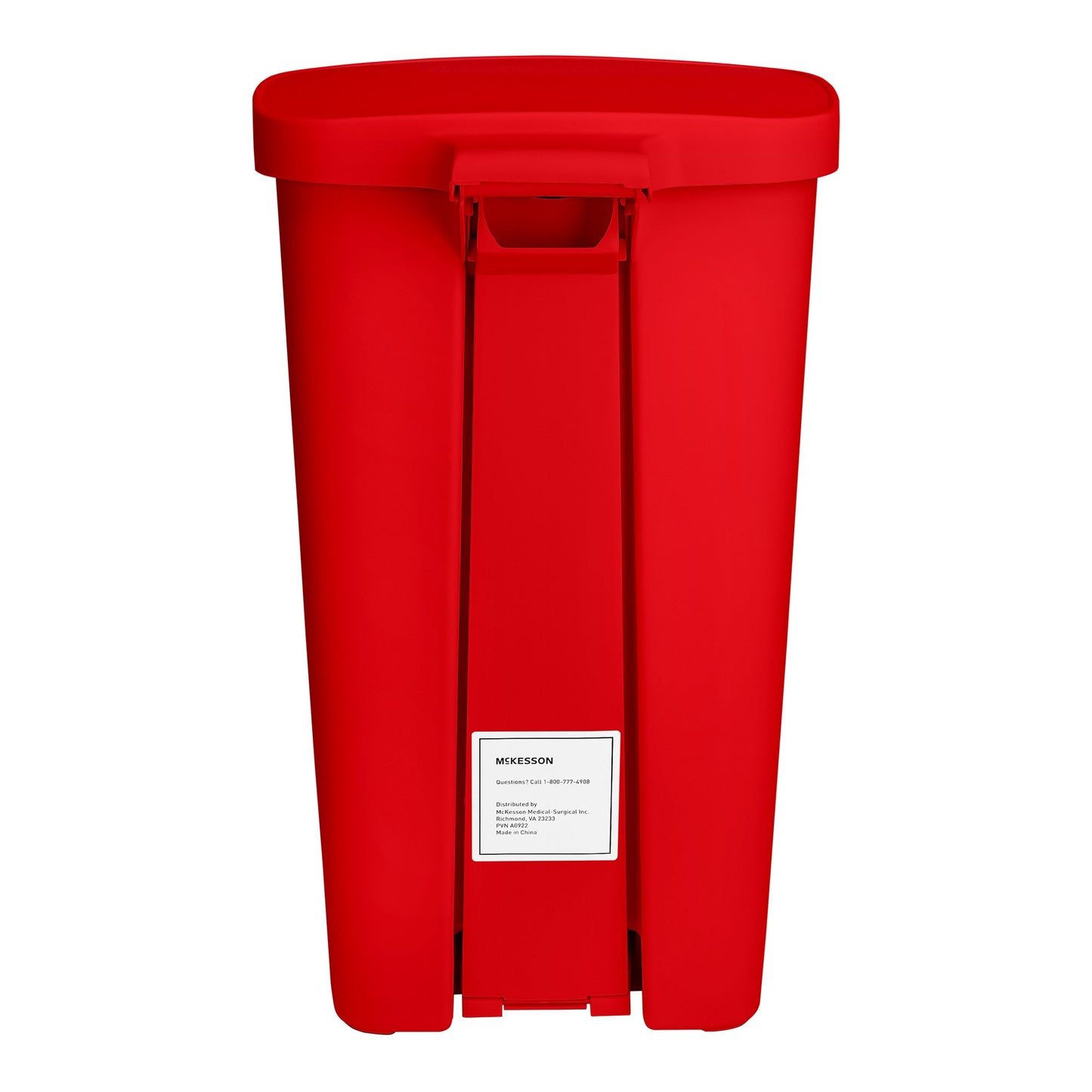 McKesson Waste Can with Step-On Pedal, Plastic, Red, 15.16 x 14.76 x 26.57 Inch 16-25267