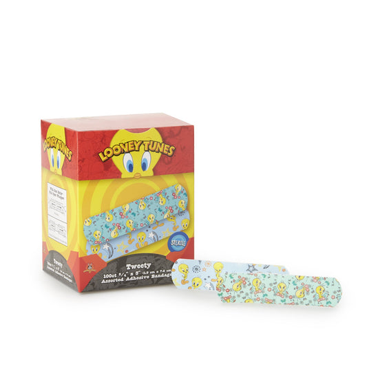 Adhesive Strip Looney Tunes™ Stat Strip® 3/4 X 3 Inch Plastic Rectangle Kid Design (Tweety) Sterile - 1083737