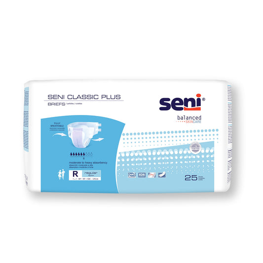 Unisex Adult Incontinence Brief Seni® Classic Plus Regular Disposable Moderate Absorbency - S-RE25-BC2