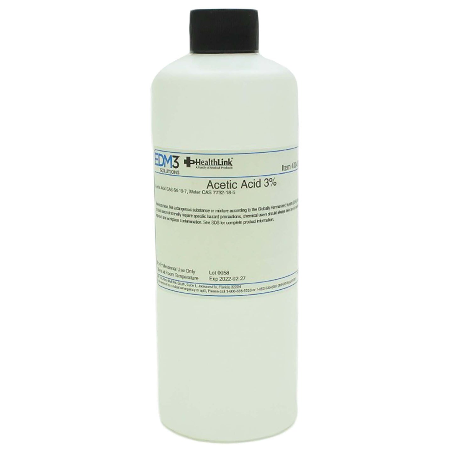 Chemistry Reagent Acetic Acid ACS Grade 3% 16 oz. 400420