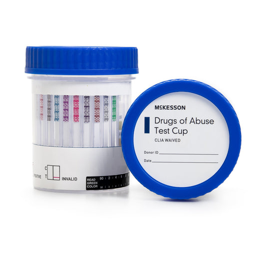 Drugs of Abuse Test Kit McKesson AMP, BAR, BUP, BZO, COC, mAMP/MET, MDMA, MOP300, MTD, OXY, PCP, PPX, TCA, THC (OX, pH, SG) 25 Tests CLIA Waived - 16-