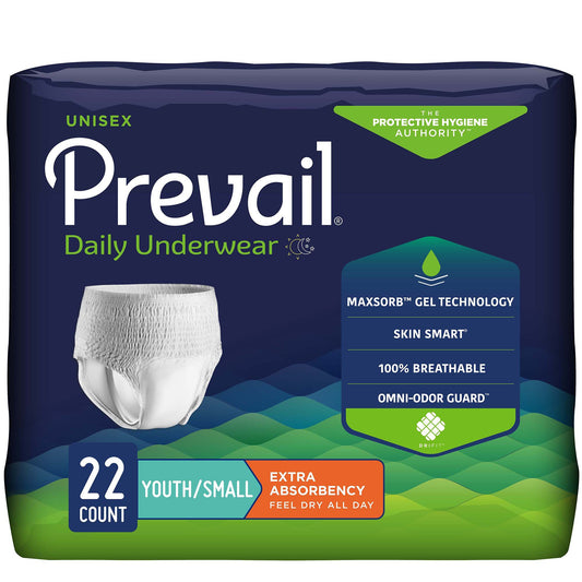 Prevail® Daily Underwear Extra Absorbent Underwear, Small (Youth) PV-511