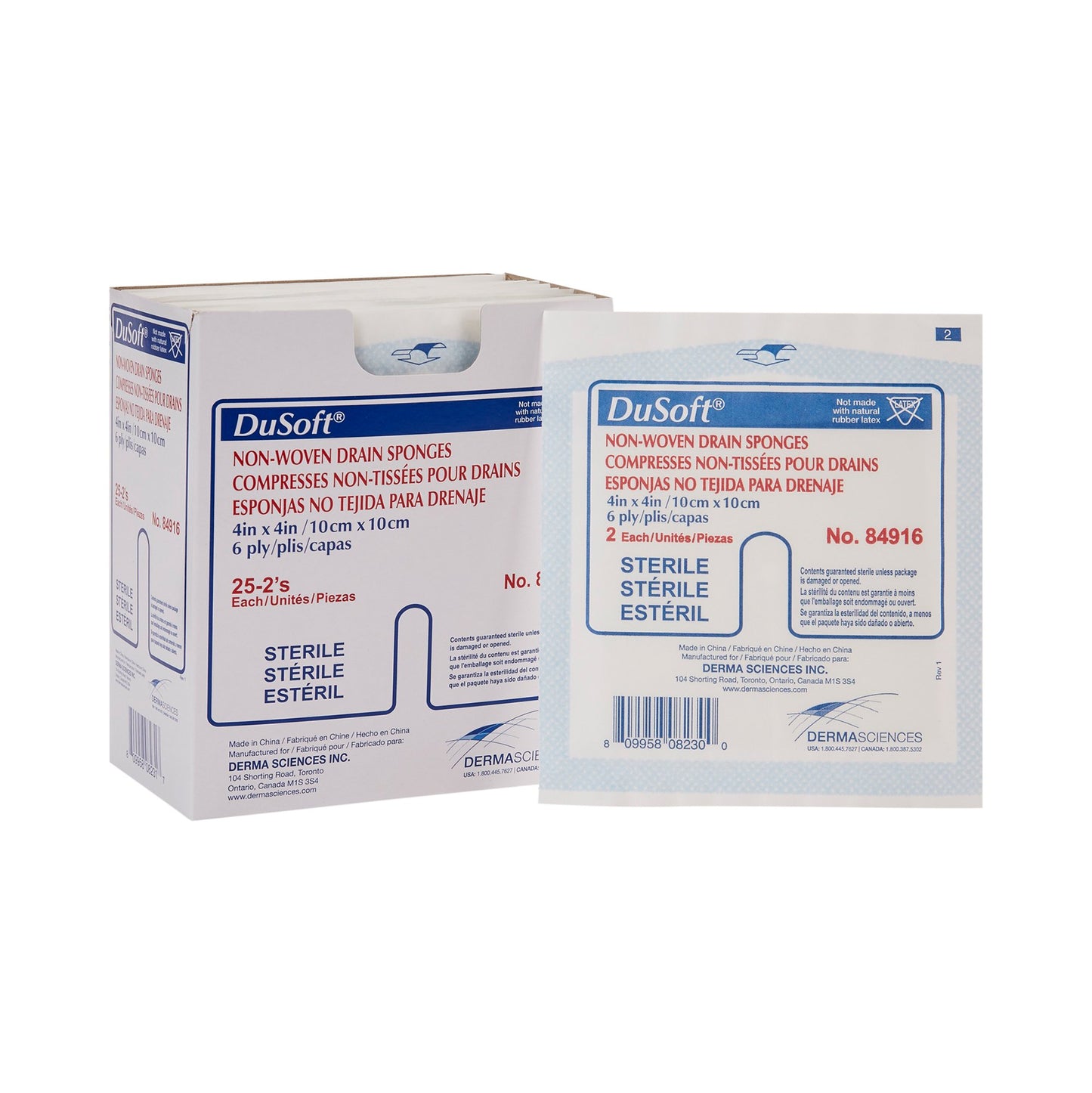 Drain Sponge DuSoft® 4 X 4 Inch 6-Ply Sterile 2 per Pack - 84916