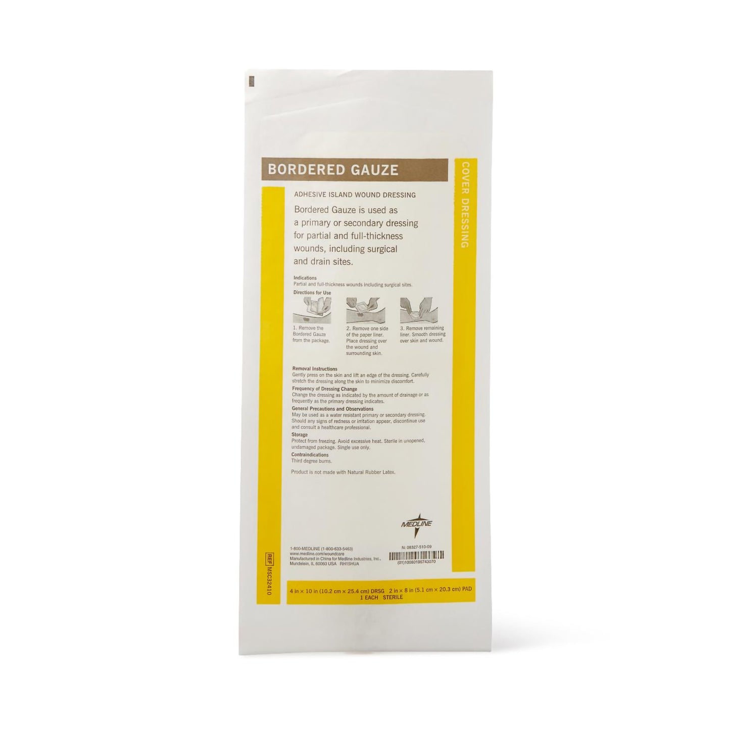 Medline White Island Dressing, 4 x 10 Inch MSC32410