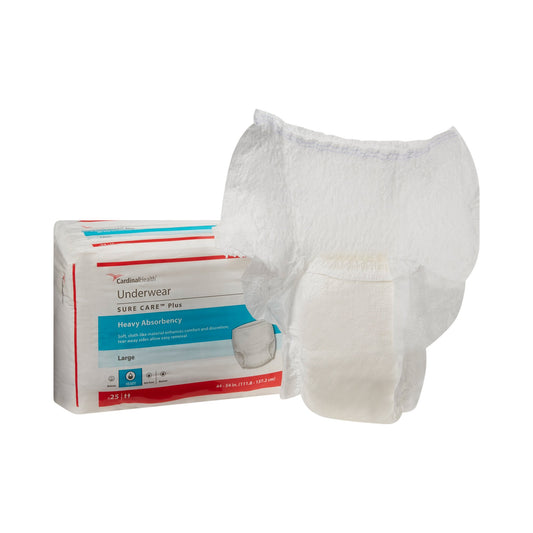 Unisex Adult Absorbent Underwear Sure Care™ Plus Pull On with Tear Away Seams Large Disposable Heavy Absorbency - 1615R