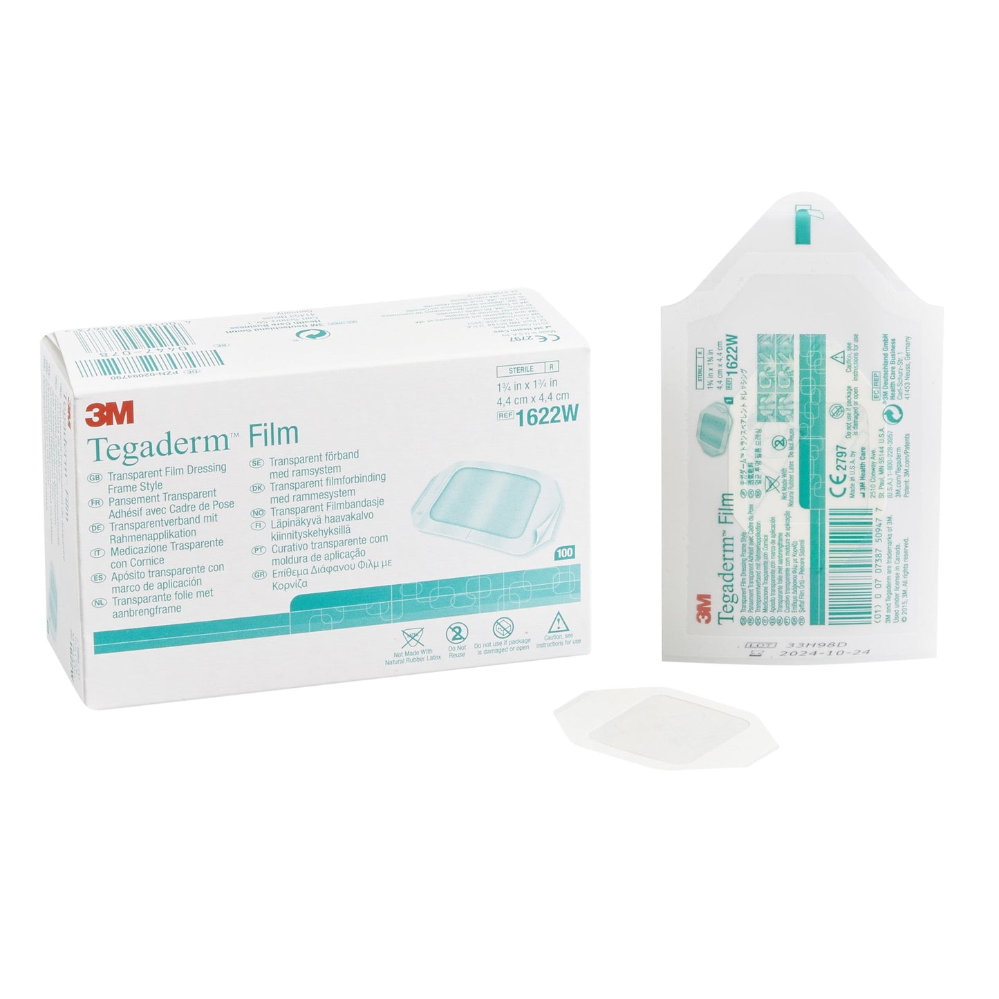 3M™ Tegaderm™ Transparent Sterile Film Dressing, 1-3/4 x 1-3/4 Inch 1622W