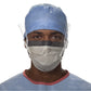 Surgical Mask with Eye Shield FluidShield Anti-fog Foam Pleated Tie Closure One Size Fits Most Blue / Orange NonSterile ASTM F2100-11 Level 2 Adult -