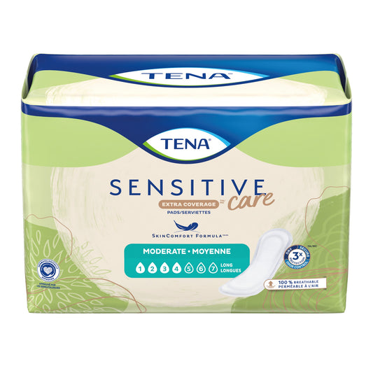 Bladder Control Pad TENA® Sensitive Care Extra Coverage Long 12 Inch Length Moderate Absorbency Dry-Fast Core™ One Size Fits Most - 54375