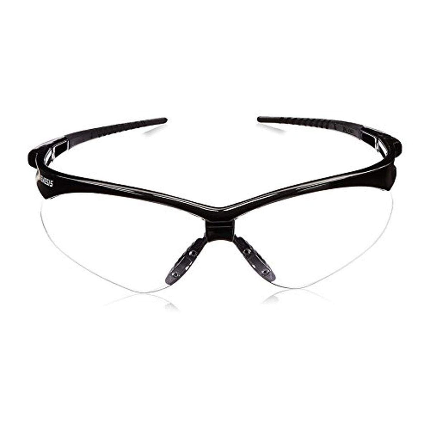 Safety Glasses Jackson Safety® Nemesis Wraparound Clear Tint Polycarbonate Lens Black Frame Over Ear One Size Fits Most - 25676